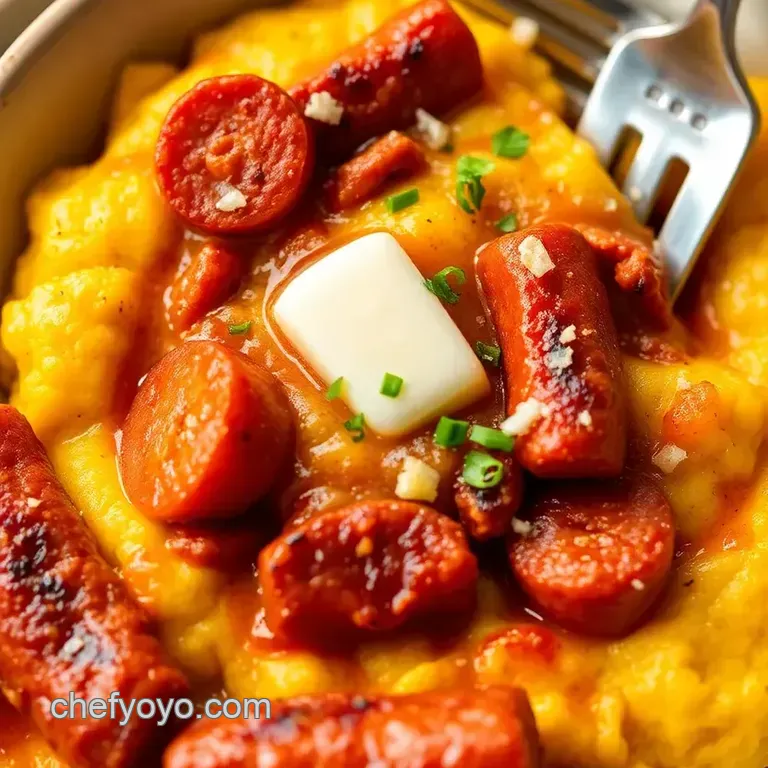 Fried Polenta with Savory Sausage Delight presentation
