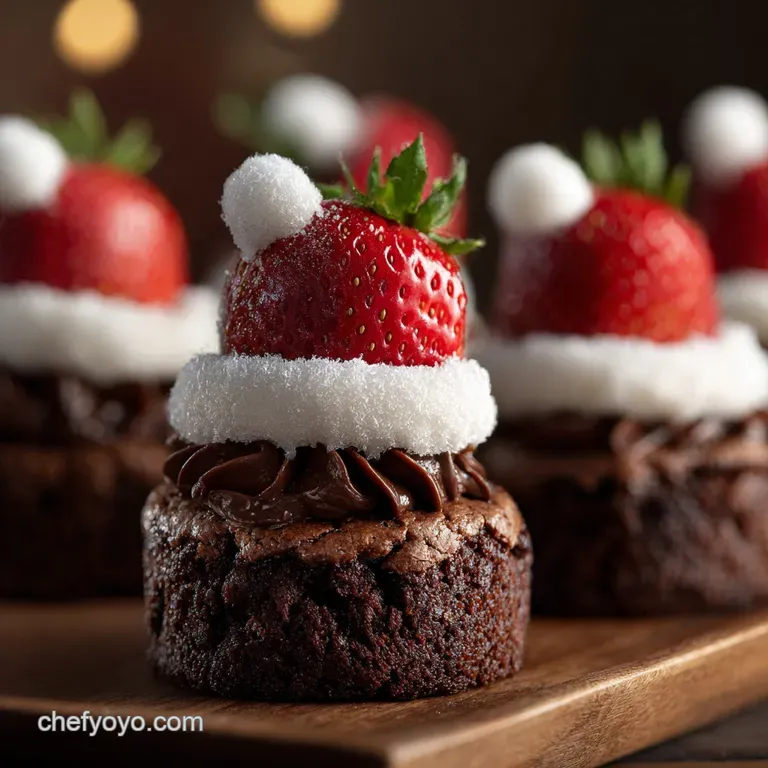 Brownie Strawberry Santa Hats: Decadent Holiday Treats with Fudgy Bases presentation