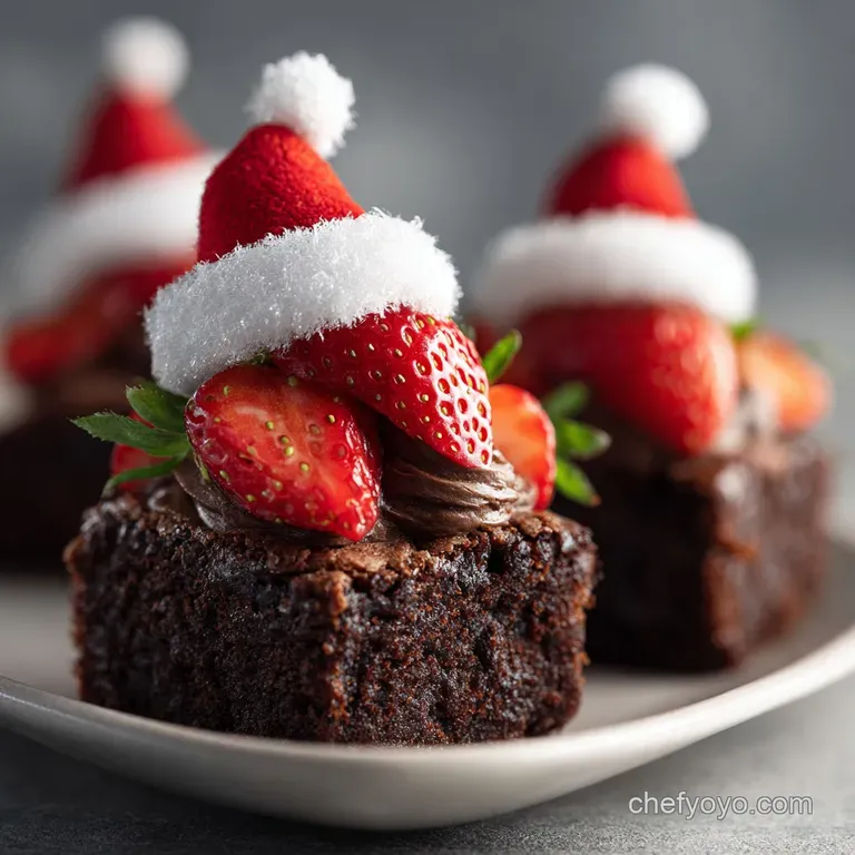 Brownie Strawberry Santa Hats: Decadent Holiday Treats with Fudgy Bases