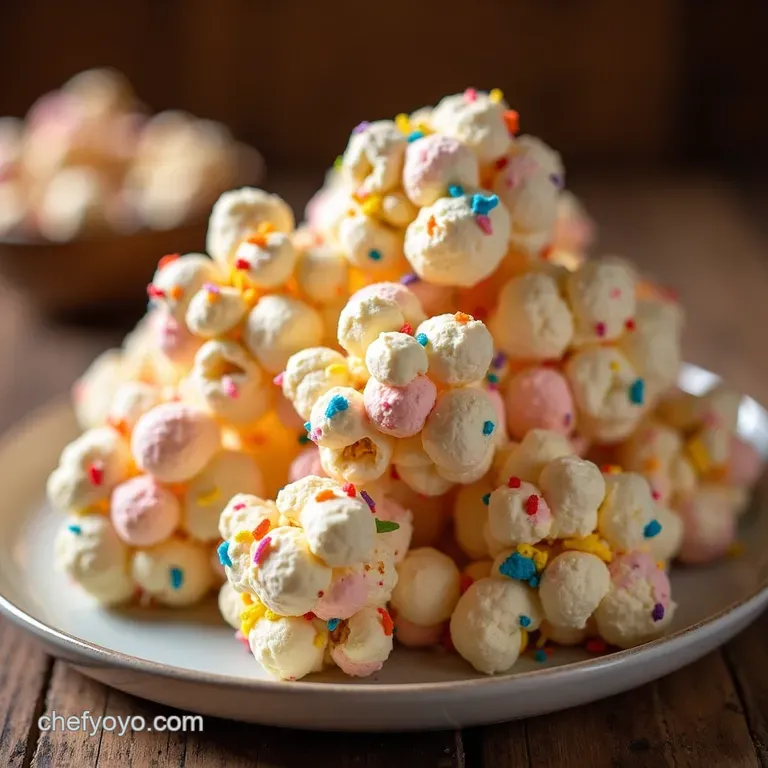 Rainbow Confetti Crunch Grownup Funfetti Marshmallow Popcorn Treats presentation