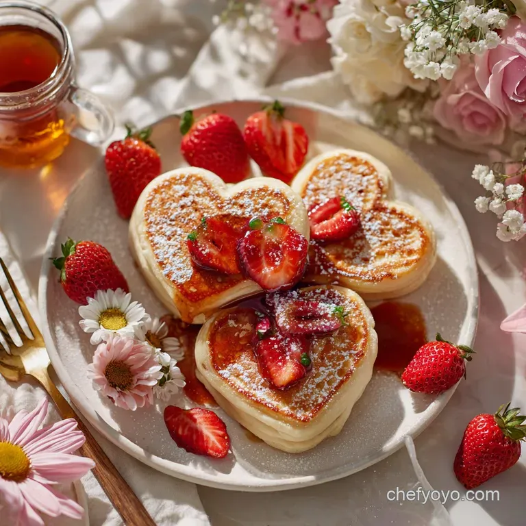 Galentines Day Brunch Recipe with Heart-Shaped Pancakes