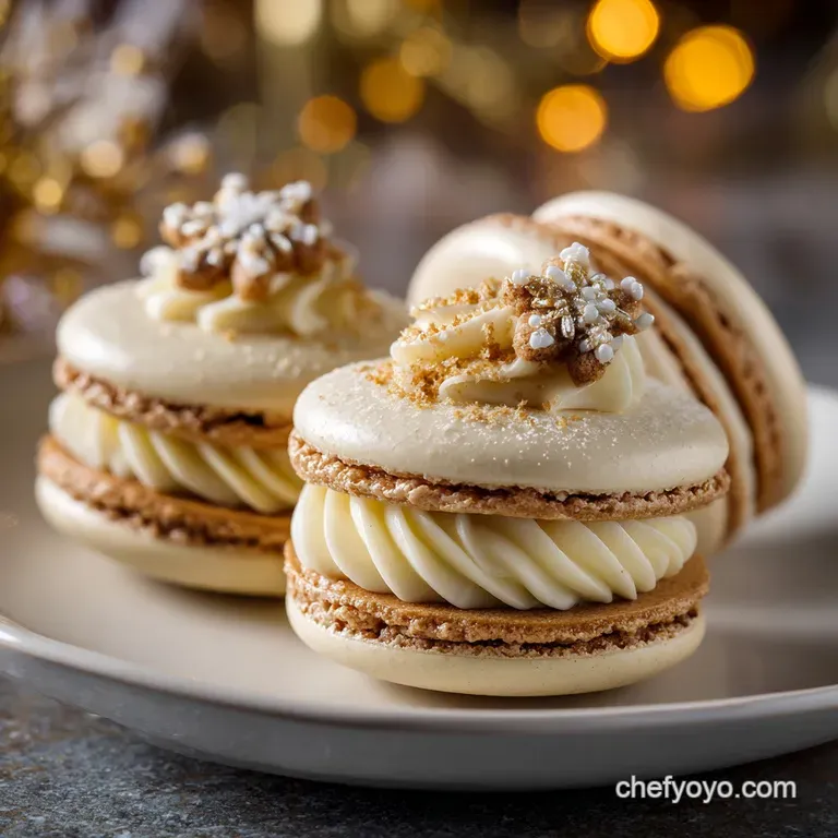 Christmas Macarons Deck the Halls Gingerbread Shells White Chocolate Ganache