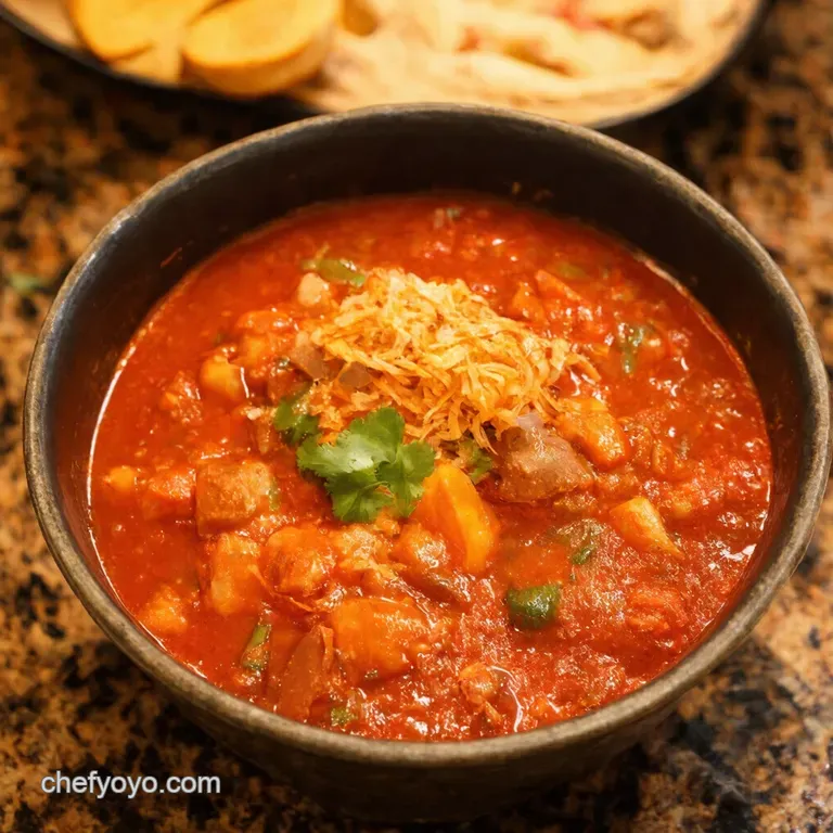 Grandma Elenas Spicy Chicken Pozole Rojo presentation