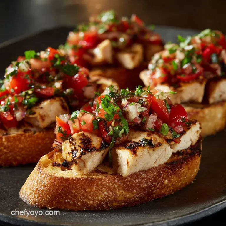 Grilled Chicken Bruschetta: Tuscan Stack with Balsamic Glaze presentation