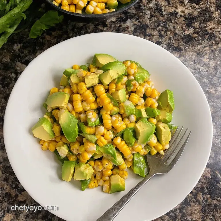 Grilled Corn Avocado Salad with Lime Dressing presentation