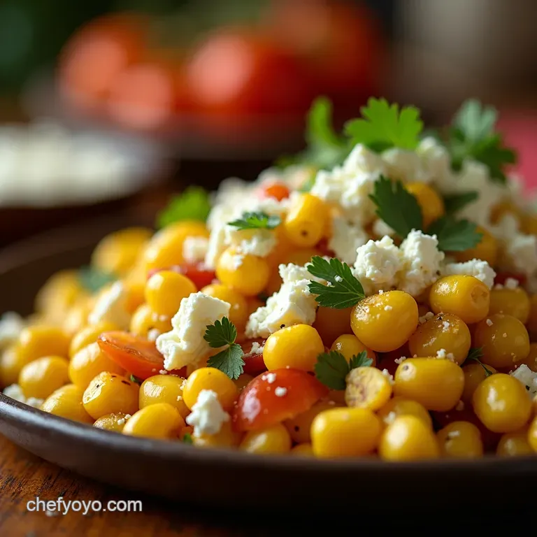 Grilled Corn Salad with Feta Zesty Herb Dressing presentation
