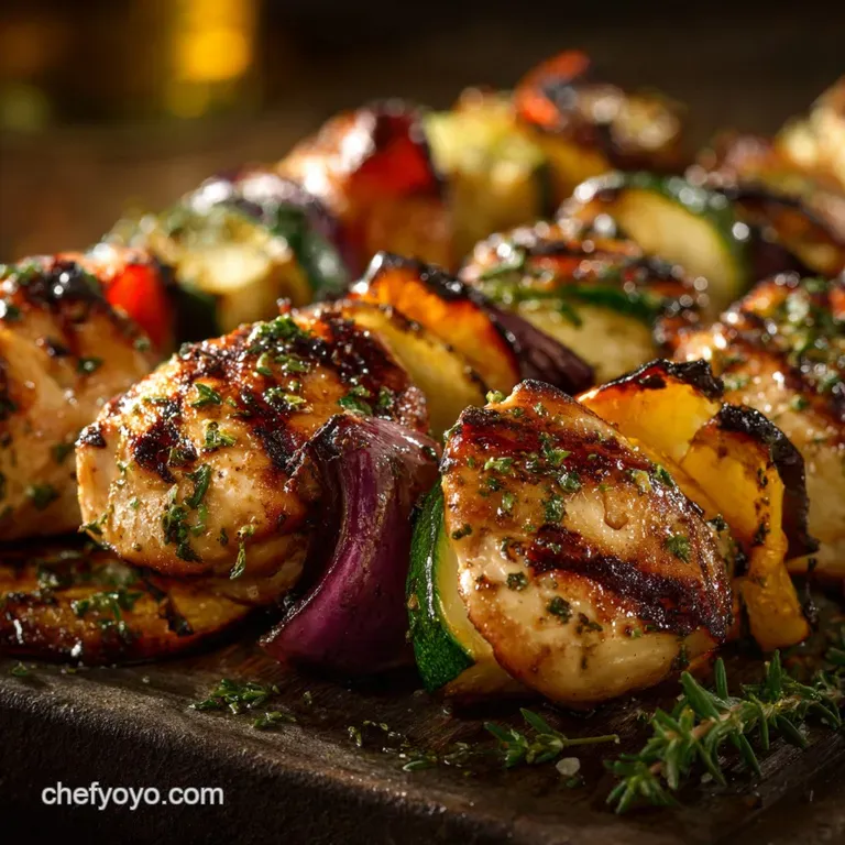 Grilled Garlic and Herb Chicken and Veggies Lemonkissed Skewers presentation