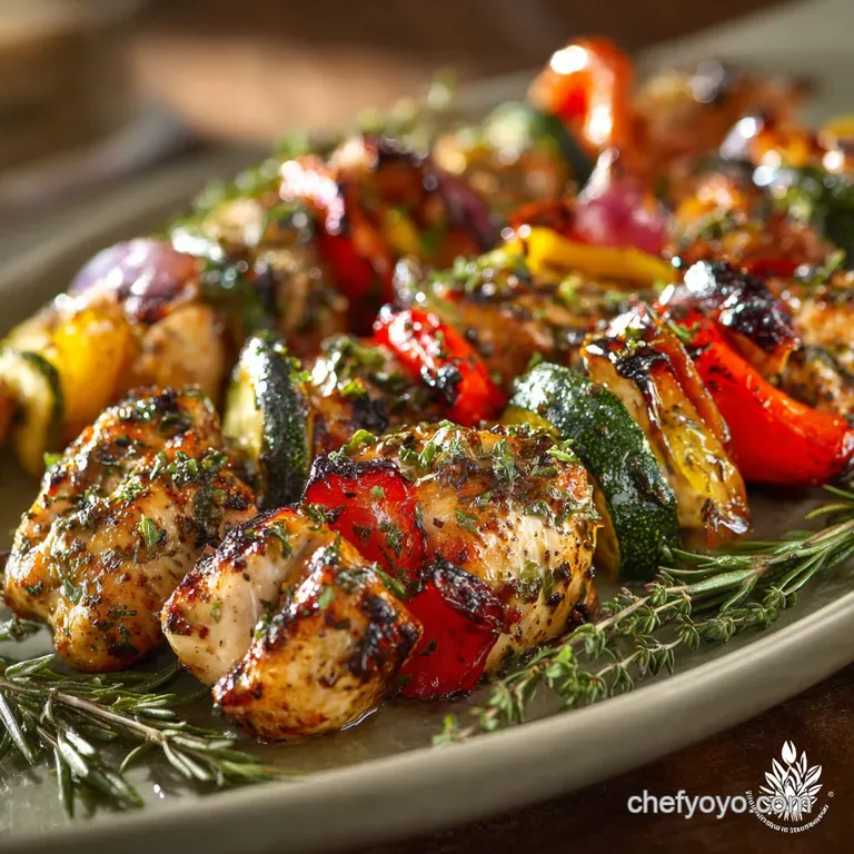 Grilled Garlic and Herb Chicken and Veggies LemonKissed Skewers