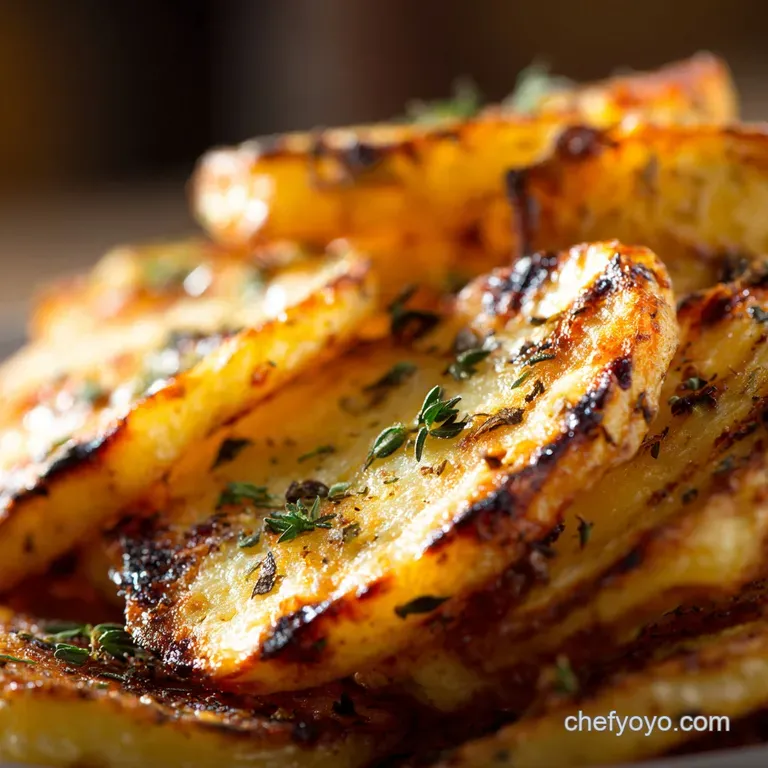 Grilled Potato Slices: Charcoal-Kissed with Garlic and Rosemary presentation