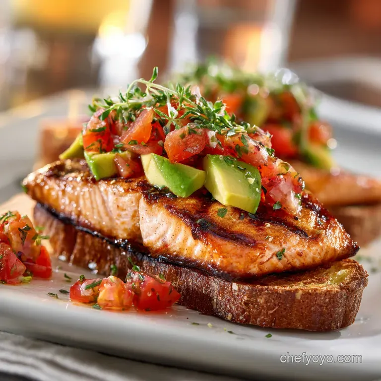Grilled Salmon with Avocado Bruschetta: Your 30-Minute Summer Dinner Solution presentation