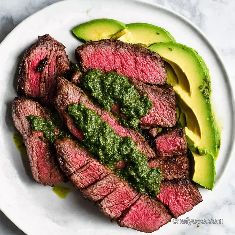 Grilled Skirt Steak with Zesty Avocado Chimichurri