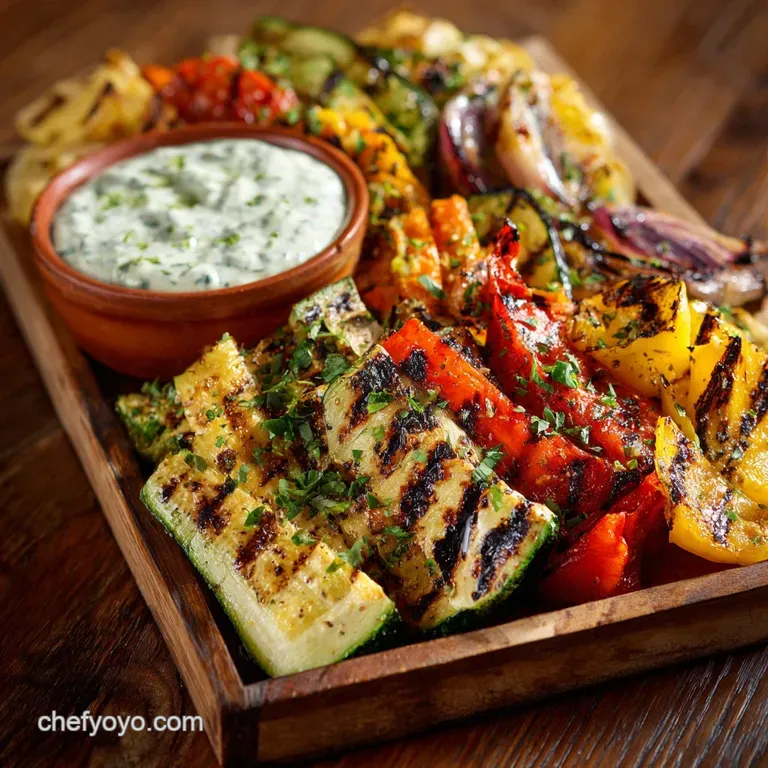 Grilled Vegetable Platter with Yogurt Mint Sauce: the Ultimate Bbq Centrepiece presentation