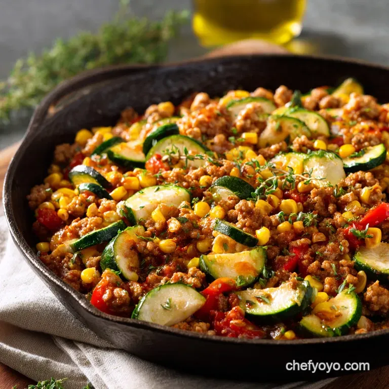 Ground Turkey Zucchini Corn Skillet Onepan Ground Dinner (Southwestern Style) presentation