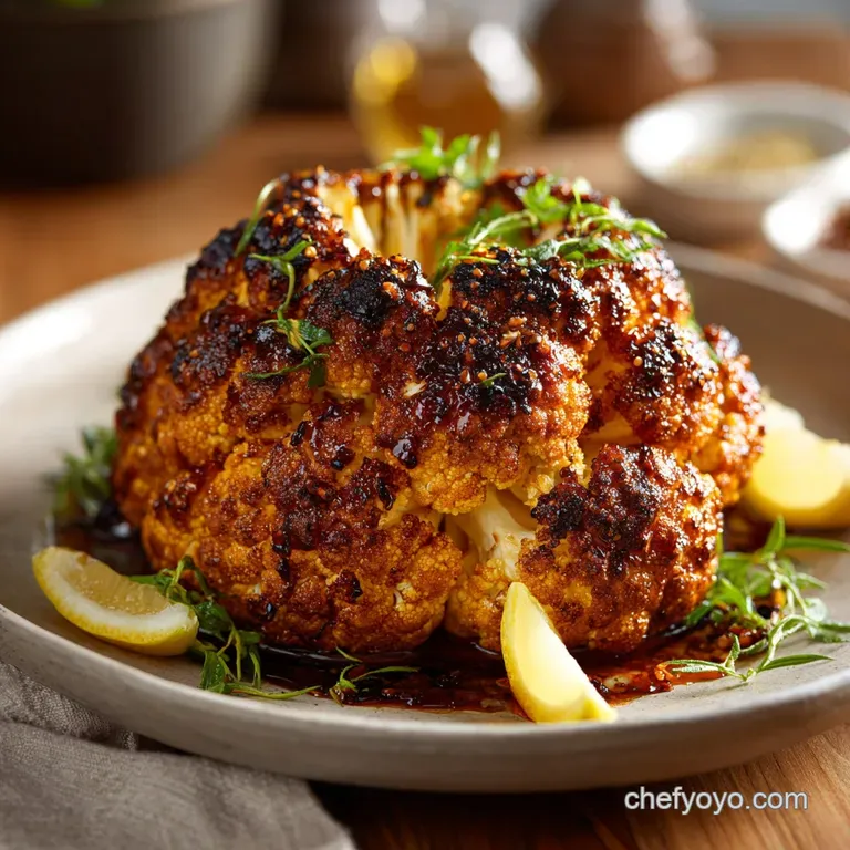 The Harissa Hug Whole Roasted Cauliflower with Lemon and Herbs