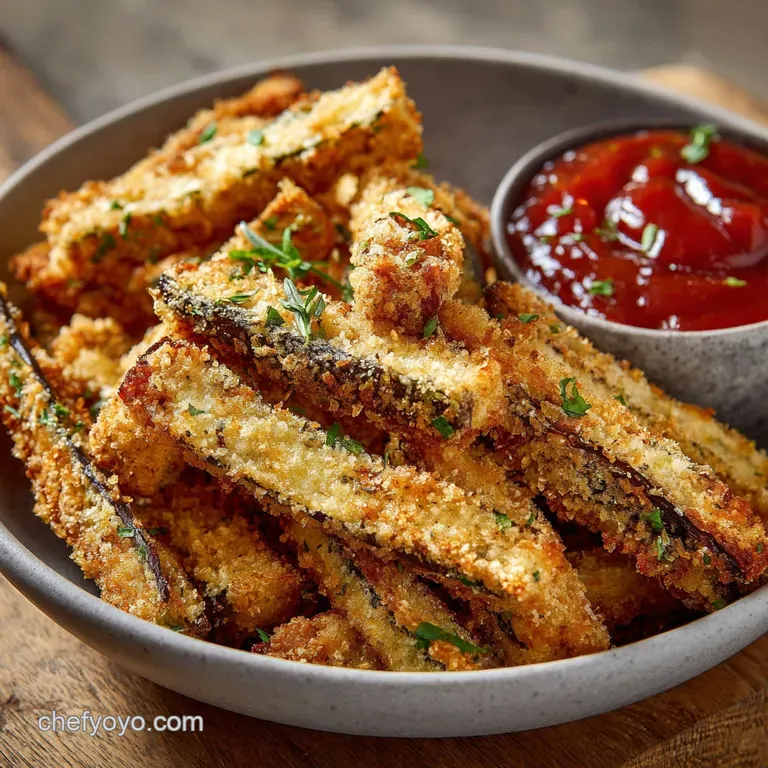 Healthy Eggplant Fries: Crispy Guilt-Free Baked Chips with Parmesan presentation