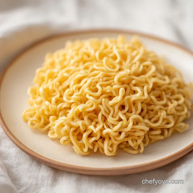 A delicate nest of glistening ramen noodles served in a deep bowl, topped with vibrant, colorful toppings and rich, dark b...