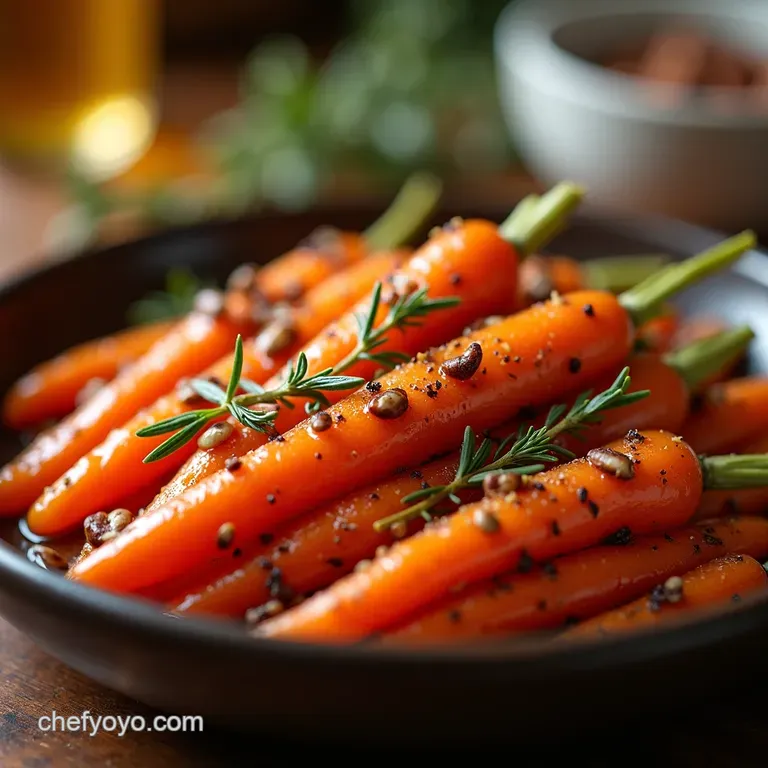 Honeyglazed Carrots with Toasted Pecans Fresh Thyme presentation