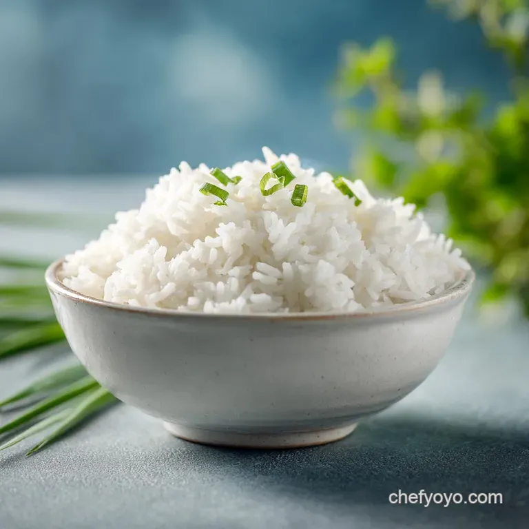 A single serving of fluffy white rice, artfully spooned into a modern bowl, ready to be enjoyed.