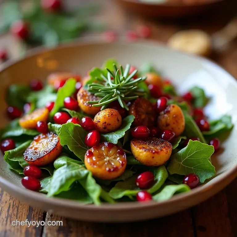 The Jewelled Winter Cranberry Pomegranate Salad with Maplebalsamic Glaze presentation