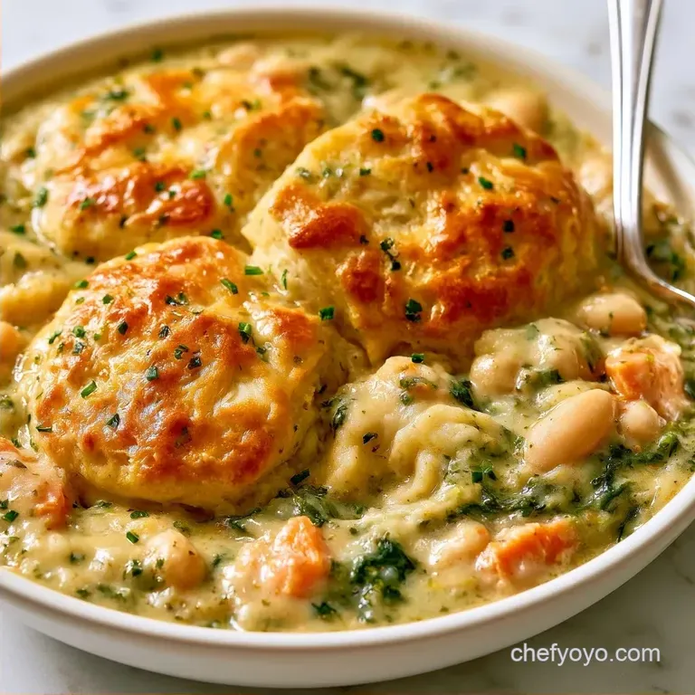 Hearty Kale White Bean Potpie with Chive Biscuits