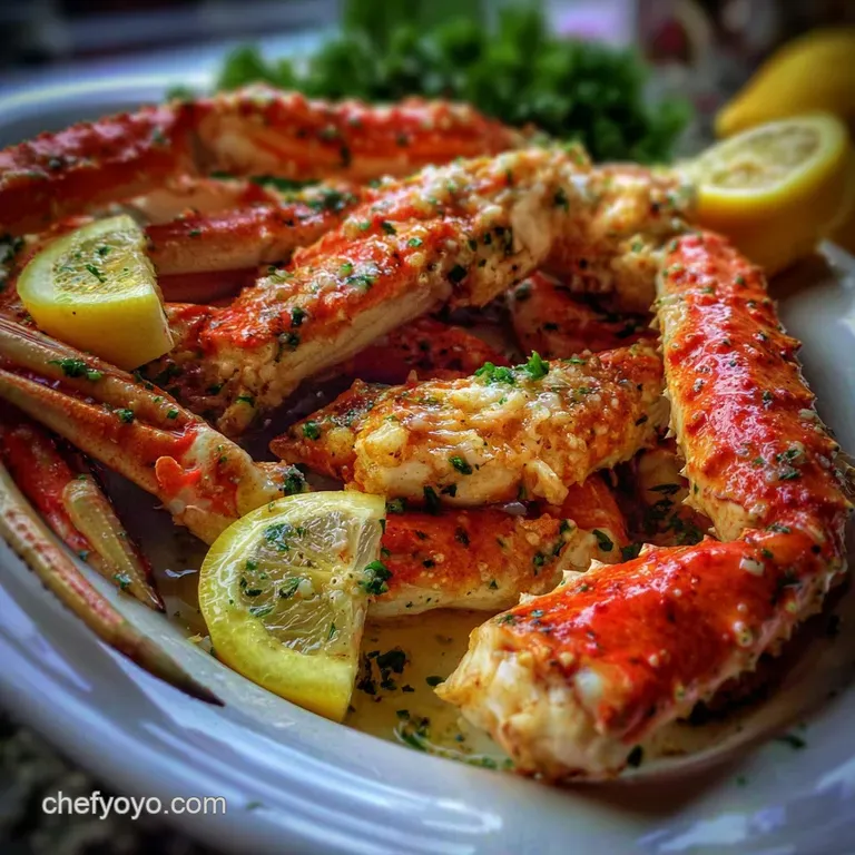 Crab Legs: Steamed with Proper Lemon-Garlic Butter presentation