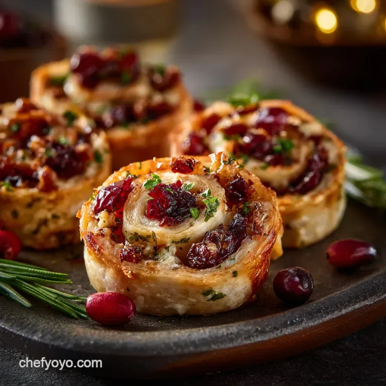 Christmas Finger Foods: Elegant Cranberry Brie Pinwheels (Make Ahead!) presentation
