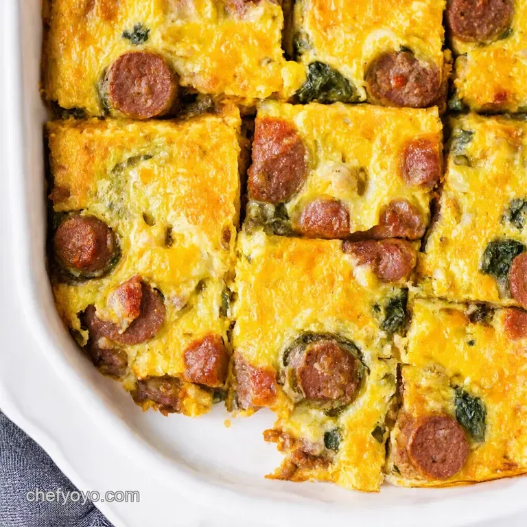 MakeAhead Sausage Cheddar Spinach Frittata Squares