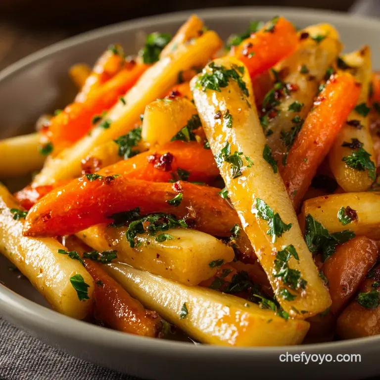 Christmas Side Dishes: Sticky Maple-Glazed Roots with Pecan Crunch presentation