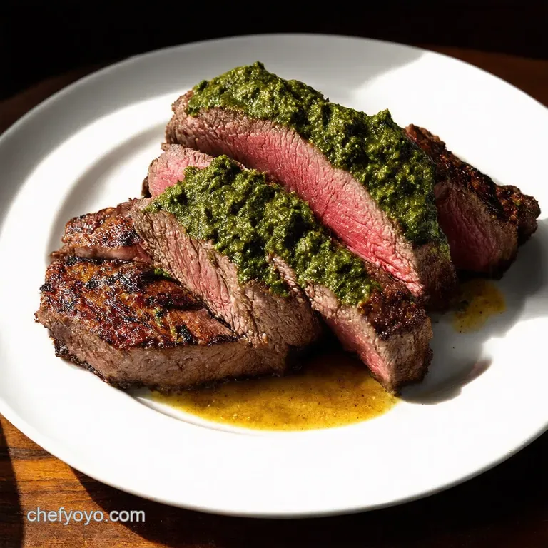 Marinated and Grilled Flank Steak with Chimichurri Sauce