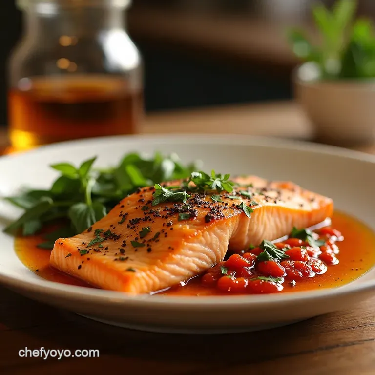 Mediterranean Baked Salmon with Quinoa Roasted Vegetables presentation