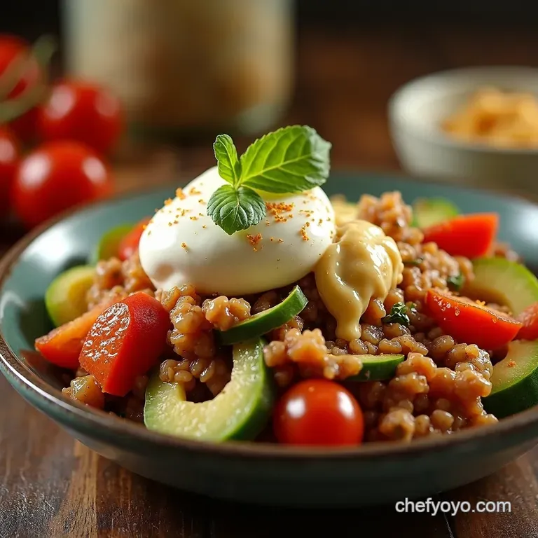 Mediterranean Chickpea Power Bowl with Honeylemon Ricotta Dessert presentation