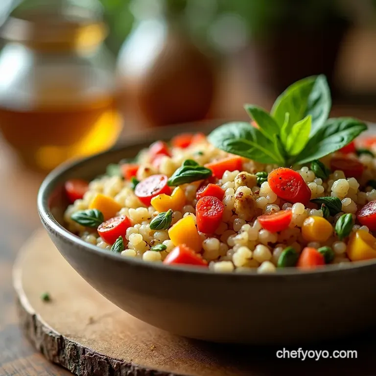 Mediterranean Quinoa Bowl with Lemonherb Chicken presentation