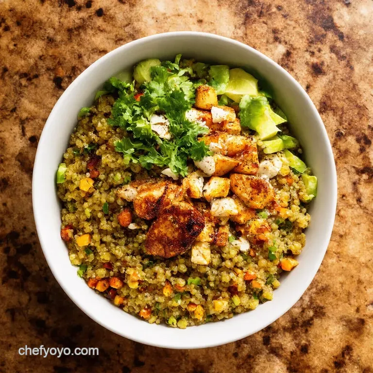 Mediterranean Quinoa Power Bowl with Grilled Halloumi presentation