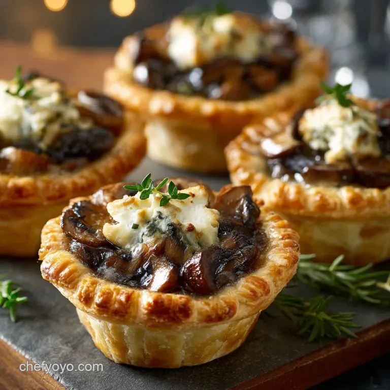 Mini Wild Mushroom and Goat Cheese Pies: Proper Wild Woodland Bites presentation