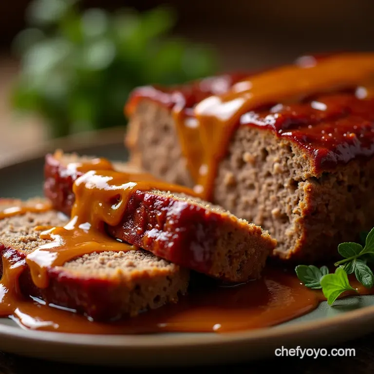 The Comfort King Grandmas Secretly Moist Meatloaf with Tangy Glaze presentation