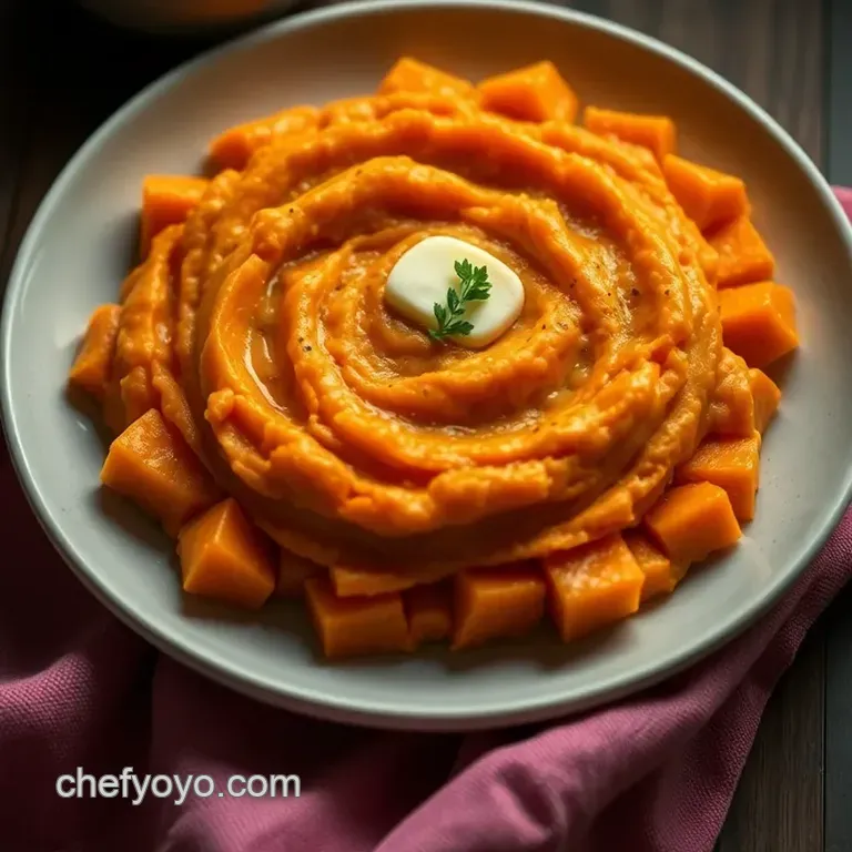 Murasaki Sweet Potato Mash with Maple Pecan Topping presentation