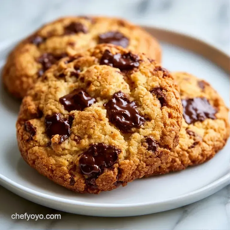 Perfectly round golden-brown cookies stacked neatly on a white plate beside a cold glass of creamy milk.