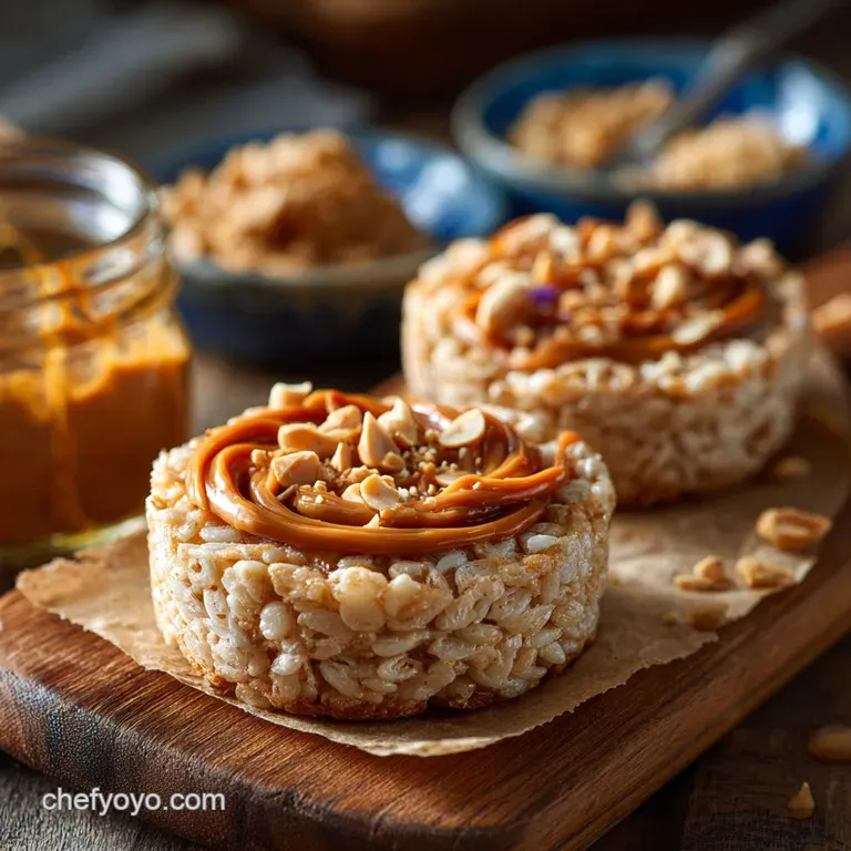 Peanut Butter Rice Cakes: Millionaires Puffs Recipe (No-Bake) presentation
