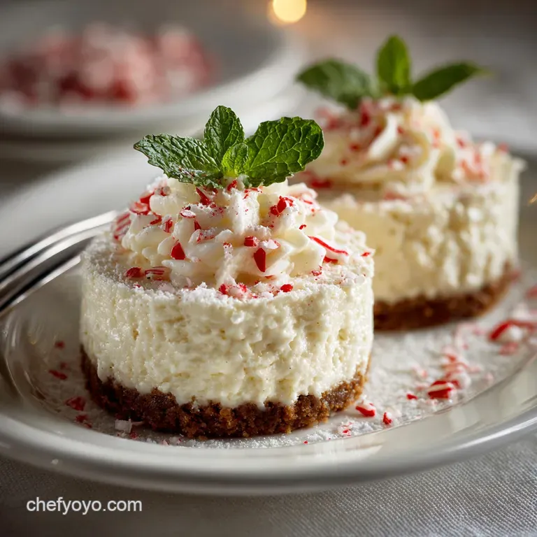 No Bake Peppermint White Chocolate Cheesecakes: Easy Mini Christmas Desserts presentation