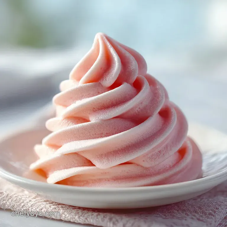 Single-serving glass filled with creamy pink frozen yogurt, garnished with a sprig of mint and bright red raspberry.