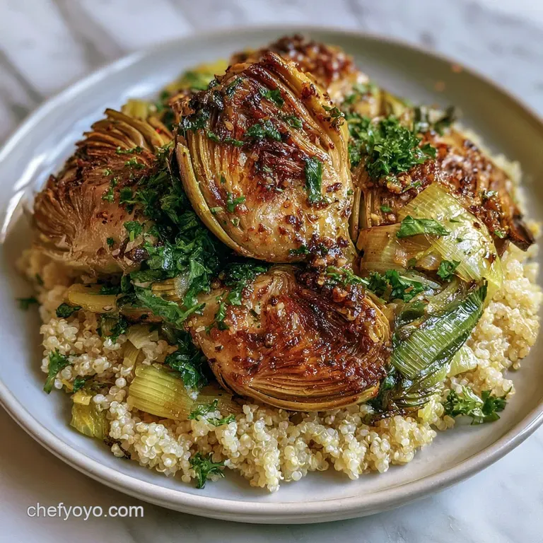Olive Oil Roasted Bowl: Crispy Artichokes & Quinoa