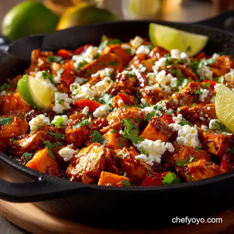 The Speedy Southoftheborder Chicken Sweet Potato Black Bean Skillet presentation