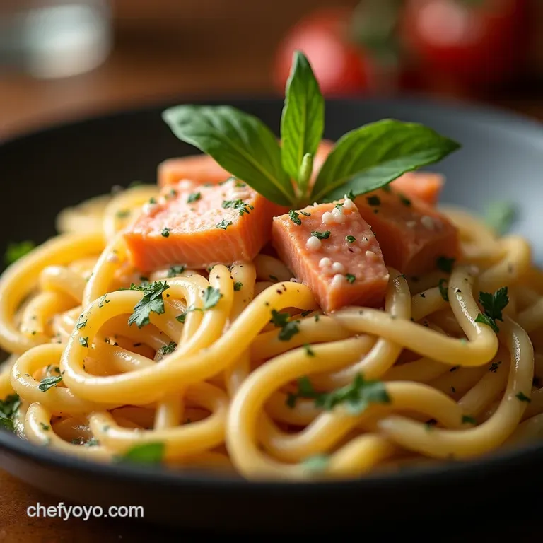 Onepot Dream Speedy Silky Creamy Salmon Linguine presentation