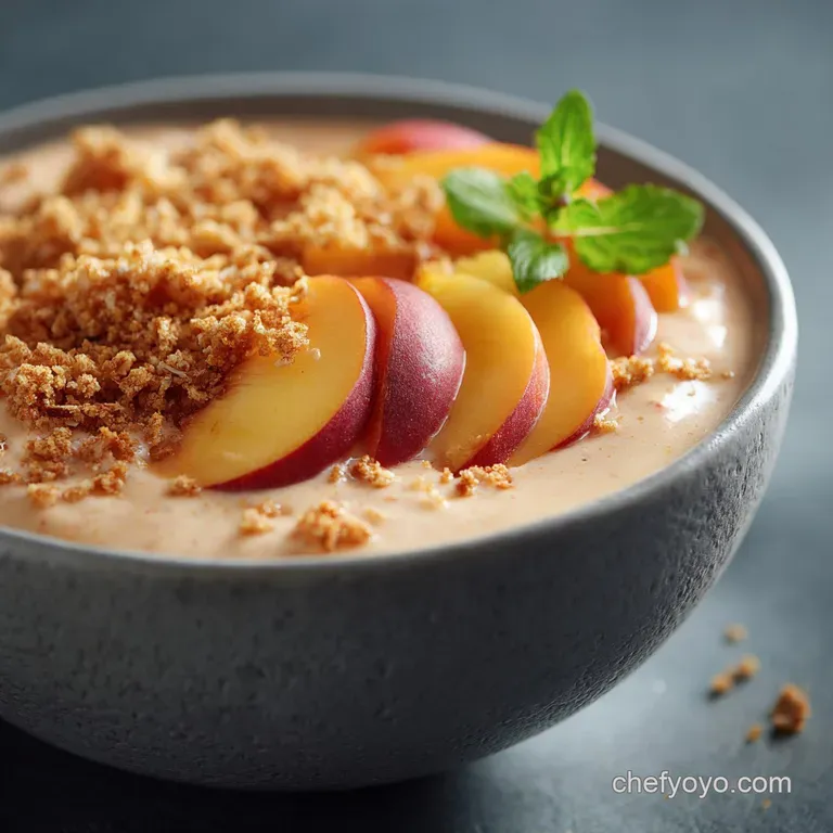 Peach Pie Smoothie Bowl the Proper Peachy Crumble Crustfree presentation