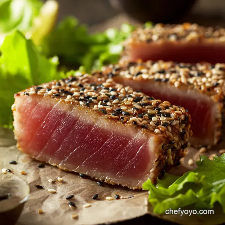 Perfectly Seared Tuna Steak with SesameGinger Glaze