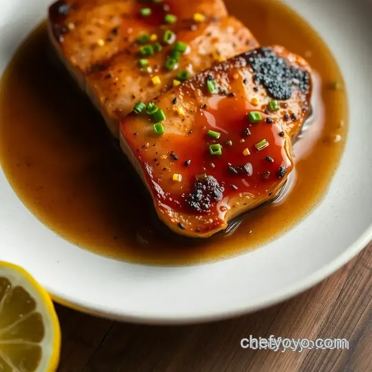 Perfectly Seared Yellowfin Tuna with Citrus Soy Glaze presentation