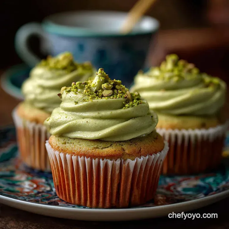 Pistachio Green Tea Cupcakes with Matcha Frosting: the Ultimate Gourmet Dessert presentation