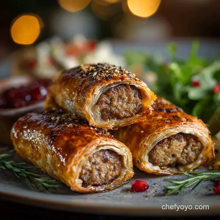 Christmas Potluck Dishes: the Festive Cranberry Brie and Rosemary Sausage Rolls presentation