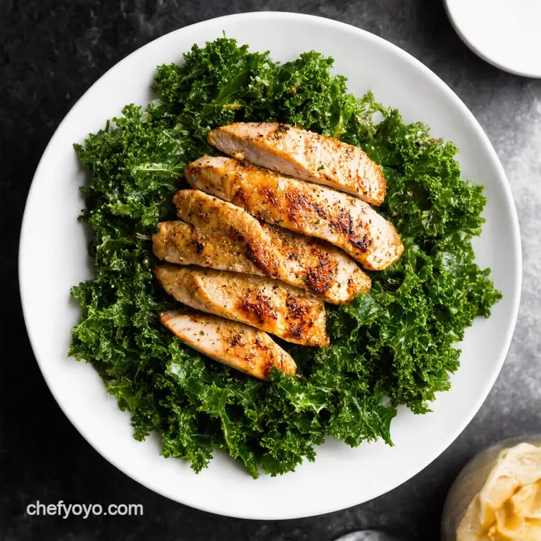 Powerhouse Chicken Kale Salad with Lemonherb Vinaigrette presentation