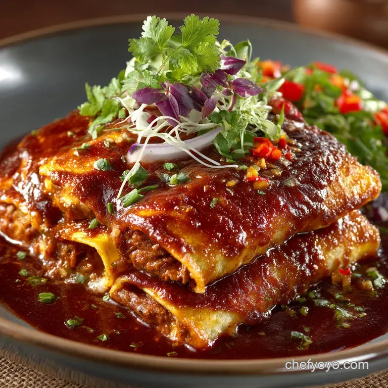 Proper PubStyle Beef Enchiladas with Rich Homestyle Red Sauce presentation